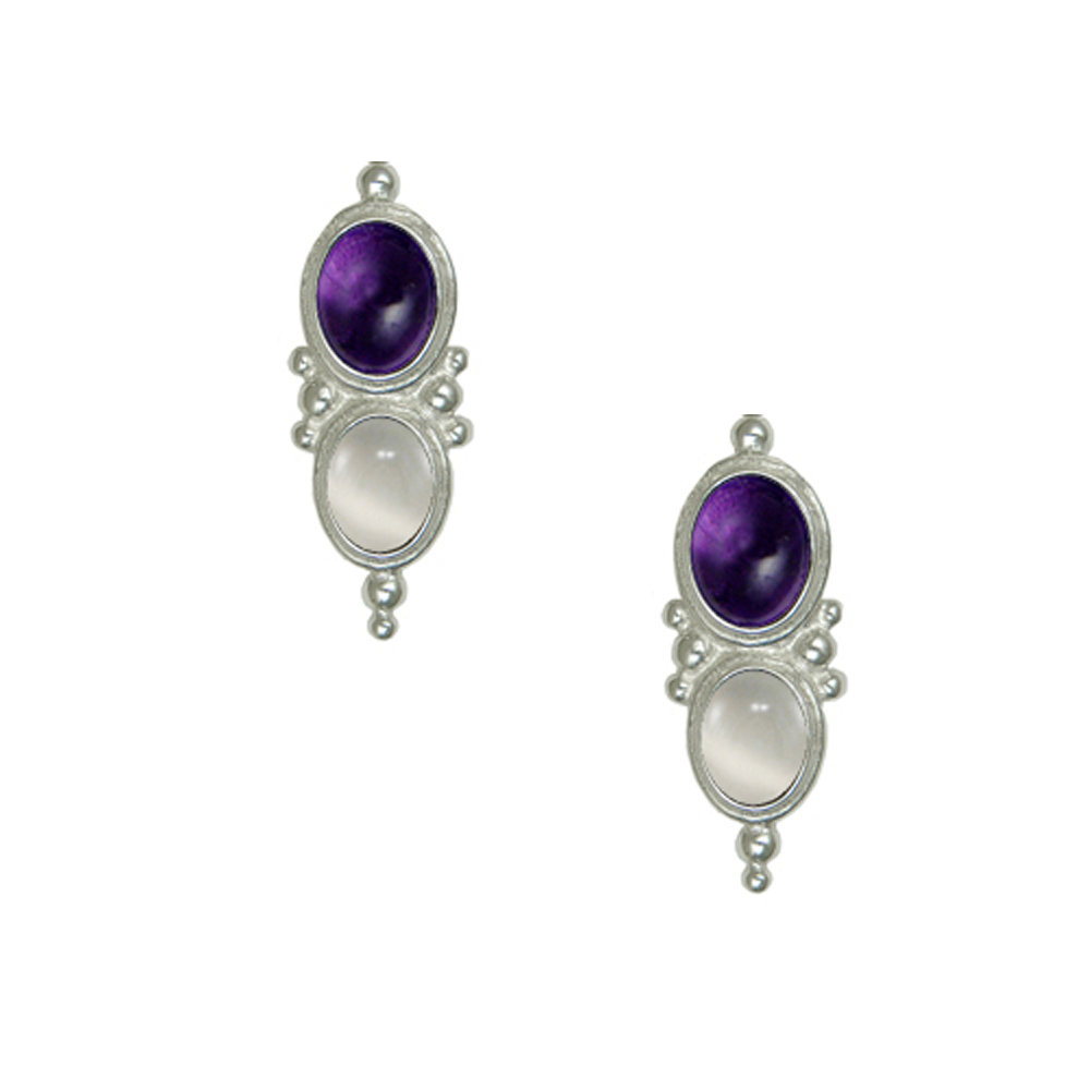 Sterling Silver Drop Dangle Earrings With Amethyst